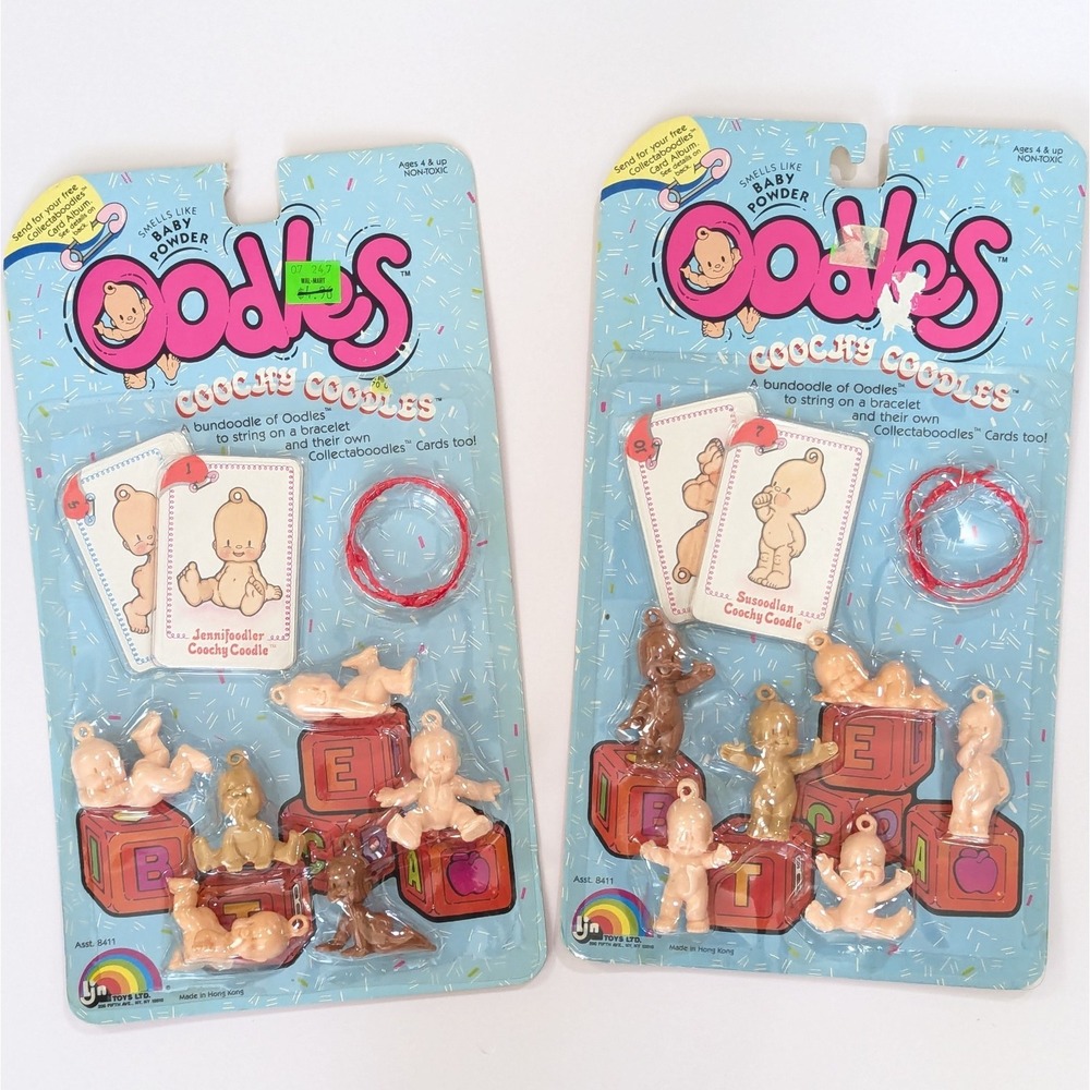 Vtg 1986 Oodles Coodles Coochy LJN Toys Rubber Baby Doll Charms SEALED 2 Packs